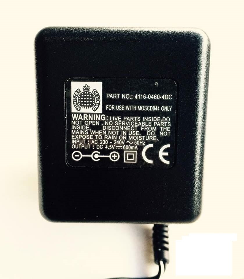 *Brand NEW* MINISTRY OF SOUND MOSCD044 4116-0460 4.5V 600mA AC/DC ADAPTER POWER SUPPLY